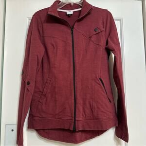 CABI Women's Burgundy Training Jacket, French Knit, Burgundy, Full Zip, Small